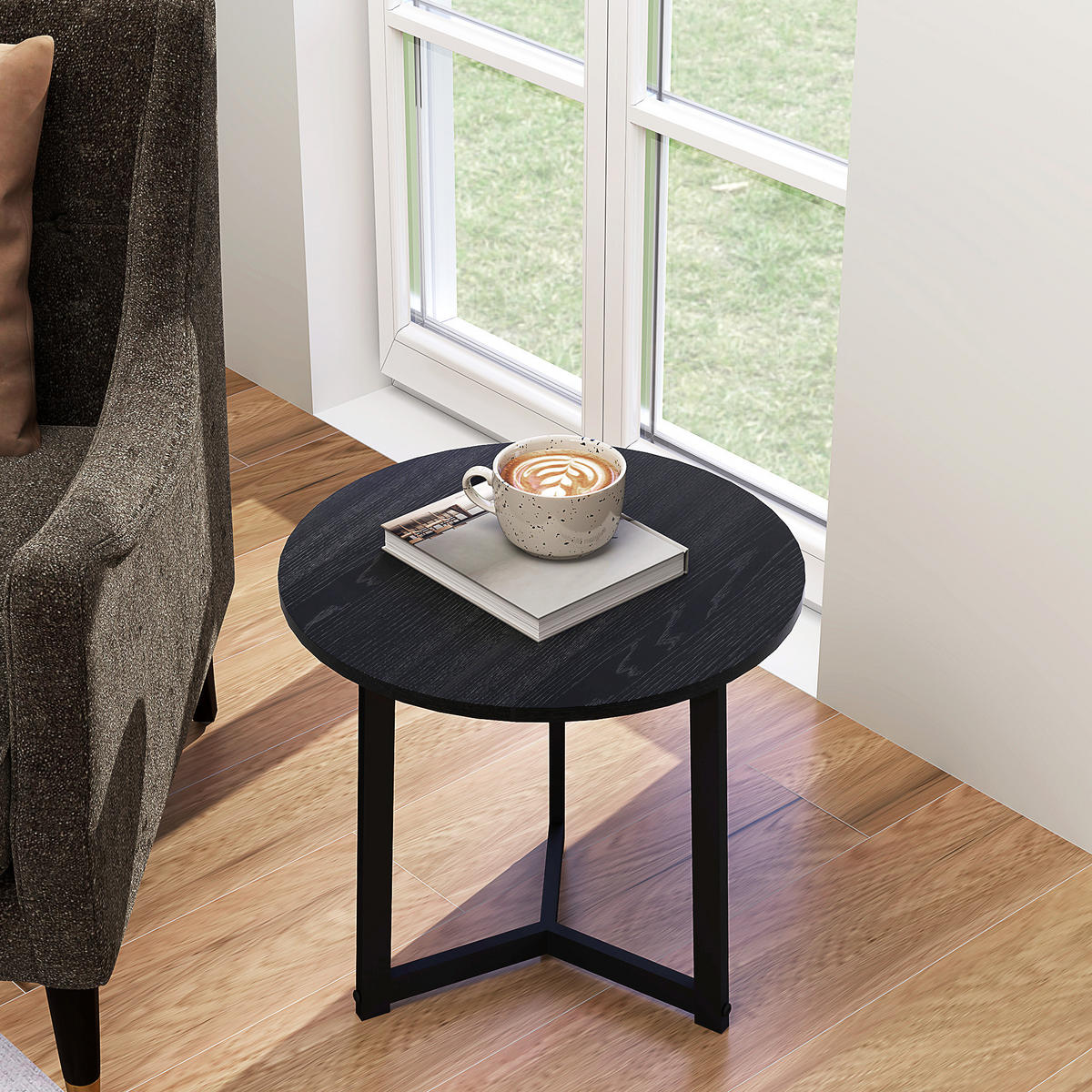 COUCHTISCH-SET 48/48/45 cm schwarz stapelbar und kombinierbar aus Stahl und MDF - Schwarz, Metall (48/48/45cm) - OKWISH