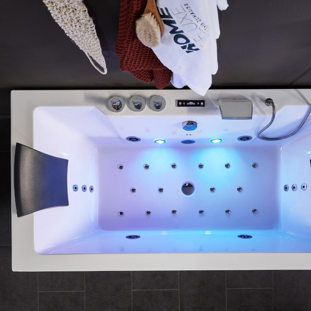 WHIRLPOOL LAGUNA PURE M - ohne Glasscheibe, 180 x 90 cm - Weiß, Keramik (180/55/90cm) - Home Deluxe