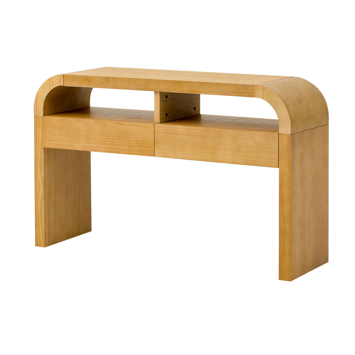 KONSOLENTISCH 120/35,5/76,5 cm natur aus MDF mit 2 Schubladen und verstellbaren Stellfüßen - Naturfarben, Holzwerkstoff (120/35.5/76.5cm) - OKWISH