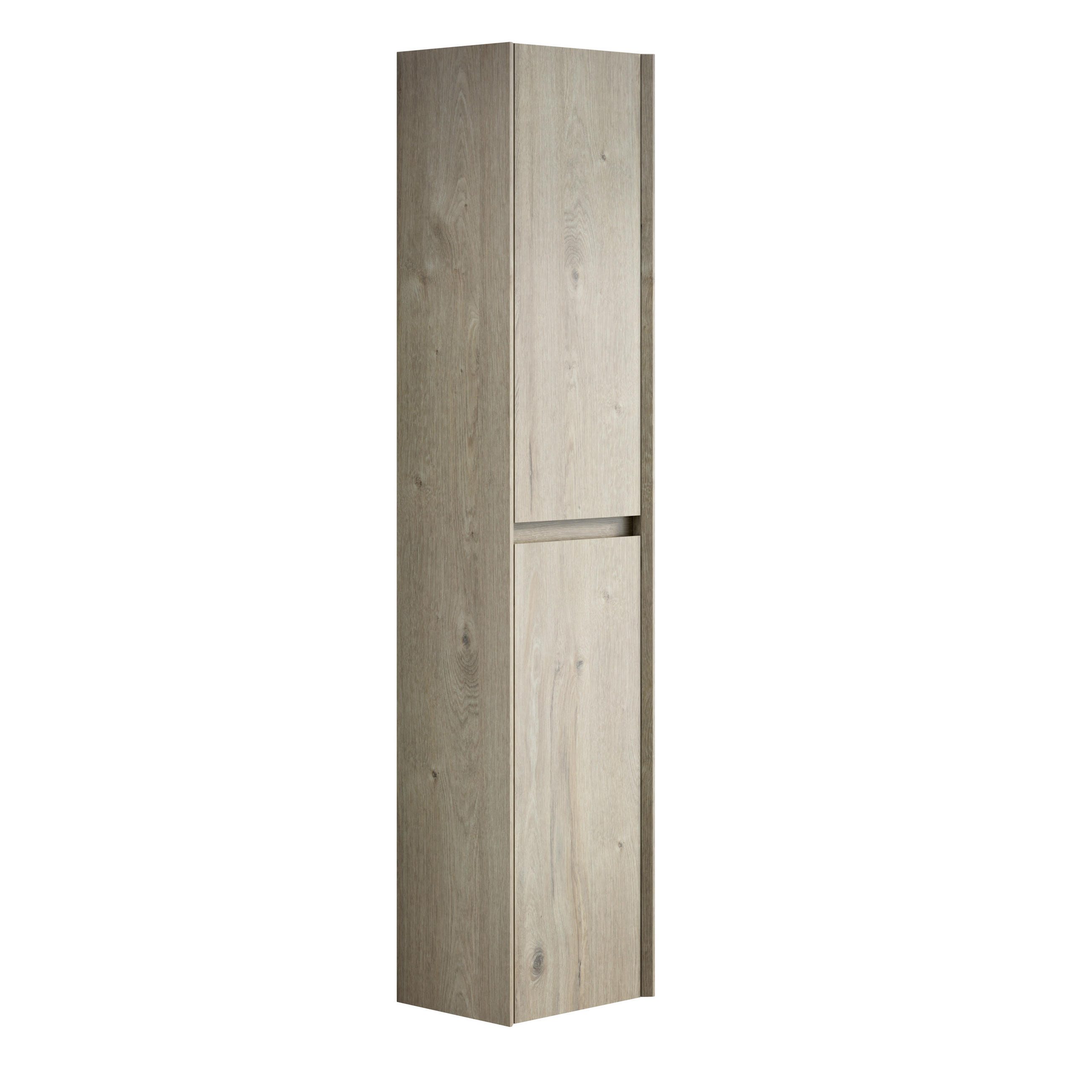 HOCHSCHRANK Bad 140 cm,Schmal 2 Türen Offenes Fach Aufbewahrungsschrank Weiße Eiche - Grau, Holz (140/30/24cm) - PARAFTA HOME