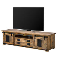 TV-LOWBOARD - Mango massiv / Eisen - Mango / Schwarz - Braun, Holz/Metall (180/50/55cm) - home24