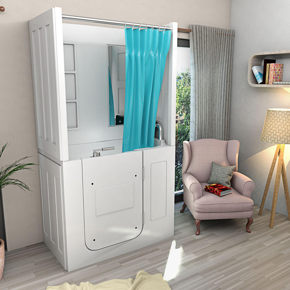 SENIOREN Dusche Sitzwanne mit Tür S08D-B-R - Weiß, Glas/Kunststoff (110/68/205cm) - AcquaVapore by Sandra Jentho