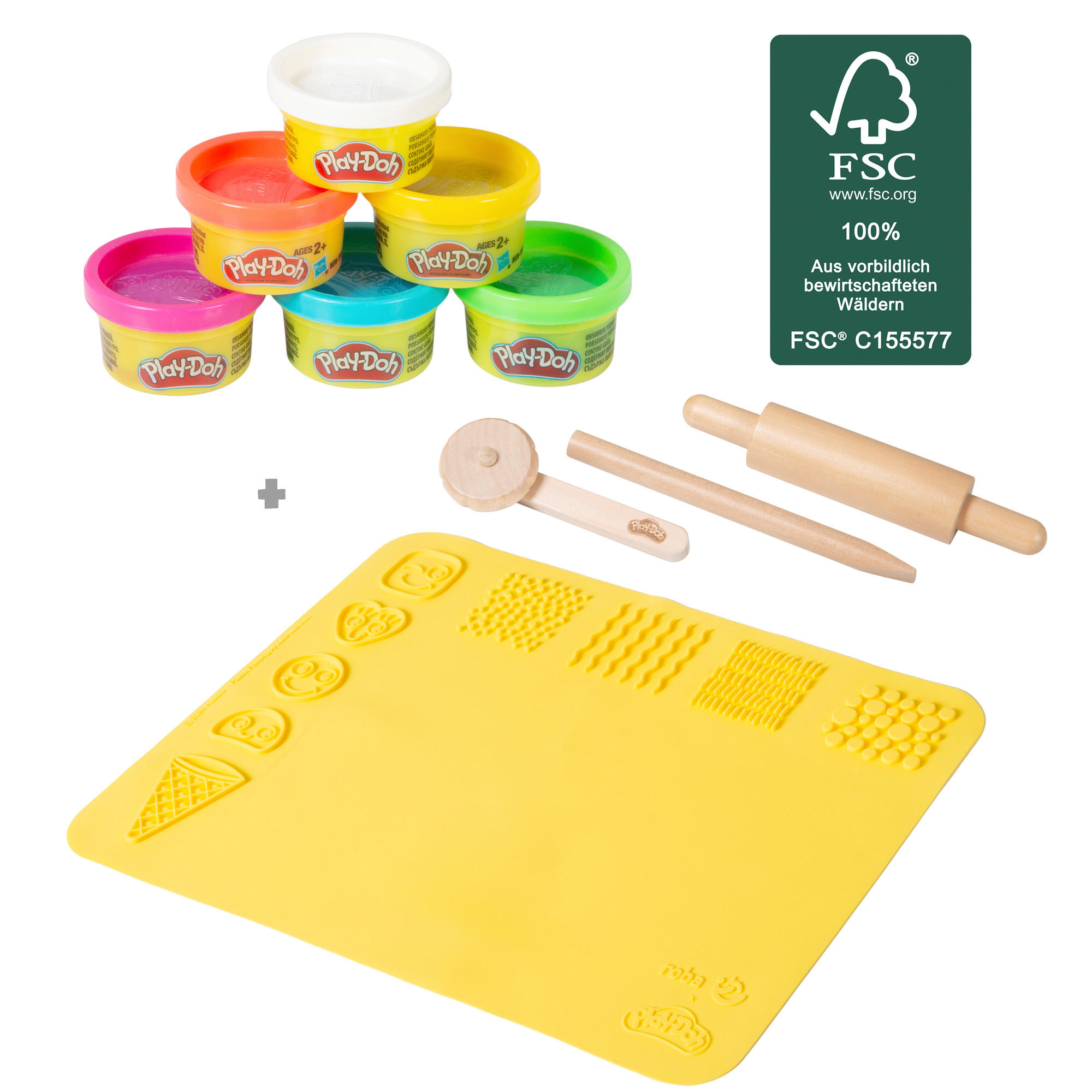 SPIELSET KNETE roba x Play-Doh Mittel - Grau, Holz/Kunststoff (30/40/1cm) - Roba