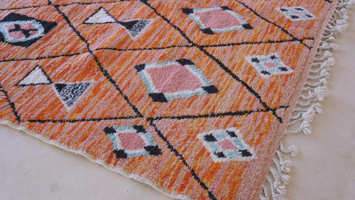 BERBERTEPPICH aus Marokko modern aus Wolle orange - Orange, Naturmaterialien (221/293cm) - AFK Living
