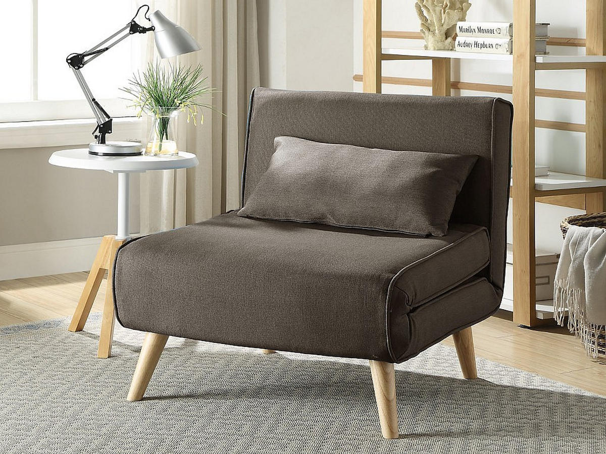 FUTONSESSEL - Stoff - Taupe - POSIO - Braun, Textil (74/75/78cm) - Vente-Unique