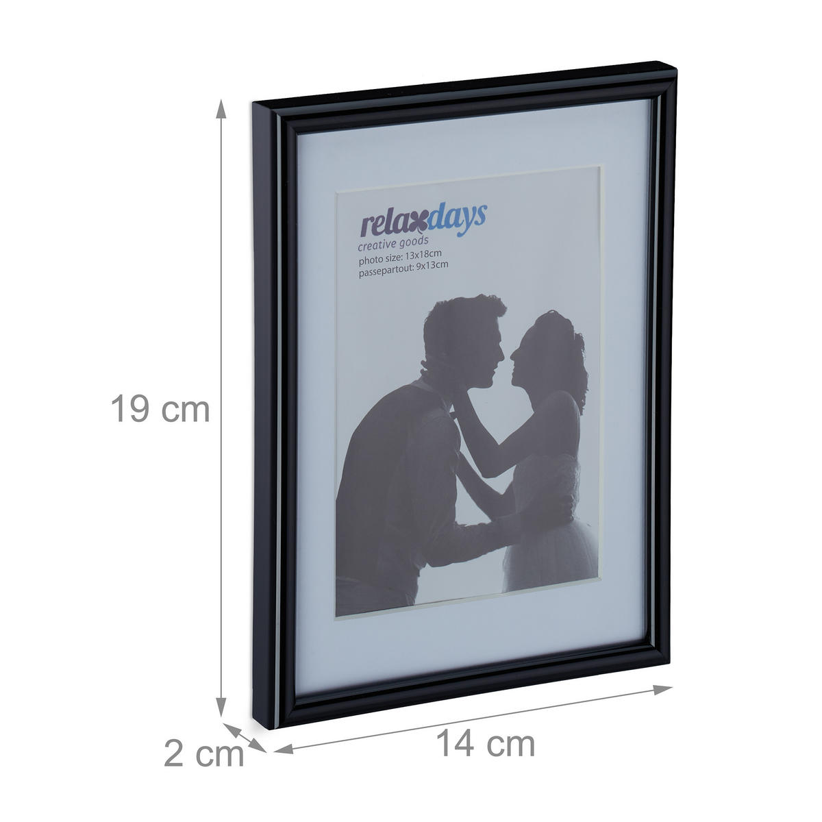 BILDERRAHMEN - Schwarz, Glas/Holzwerkstoff (14/19/2cm) - Relaxdays