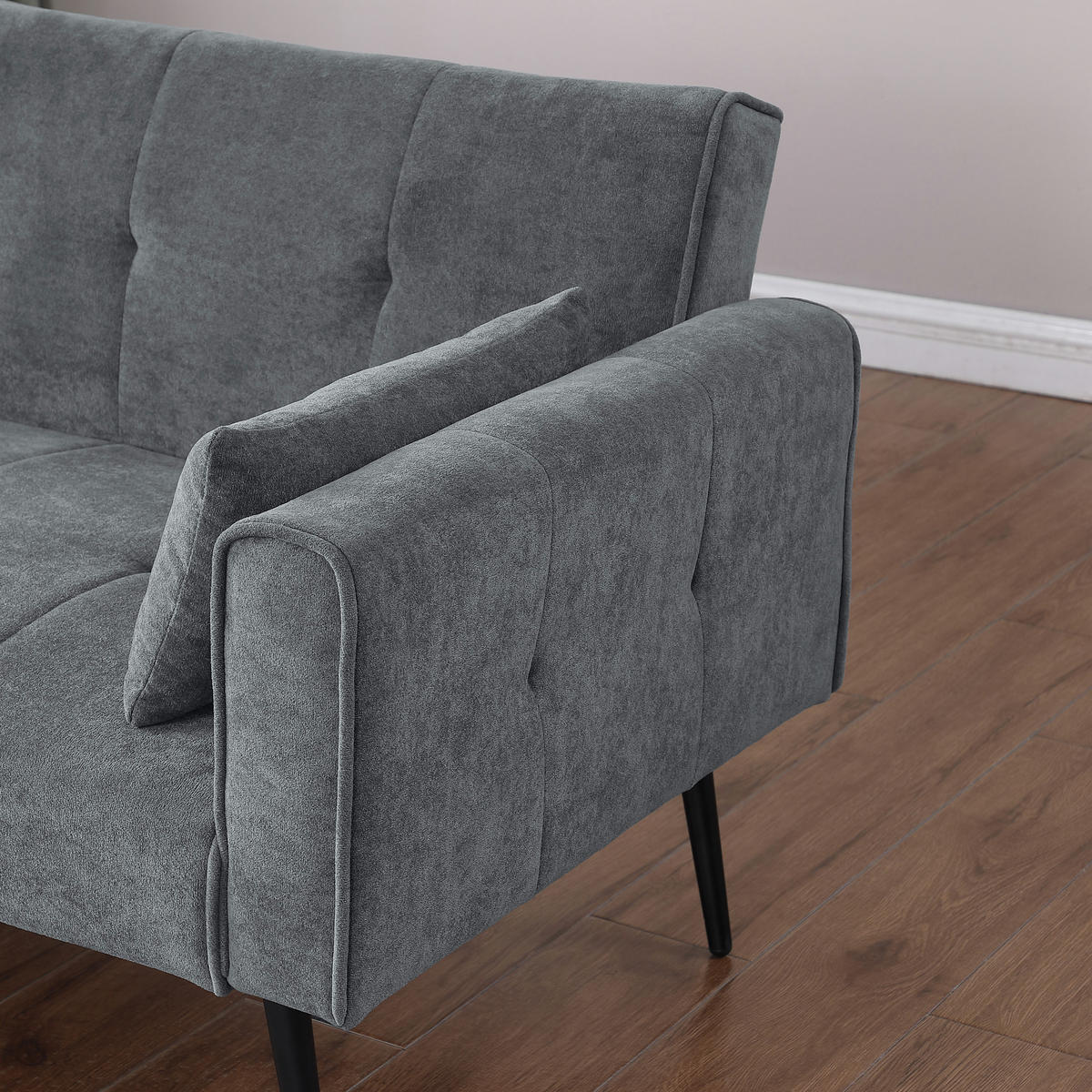 2-SITZER SCHLAFSOFA Cord Grau mit verstellbarer Rückenlehne - Grau, Holzwerkstoff/Textil (175/71/71cm) - WISHDOR