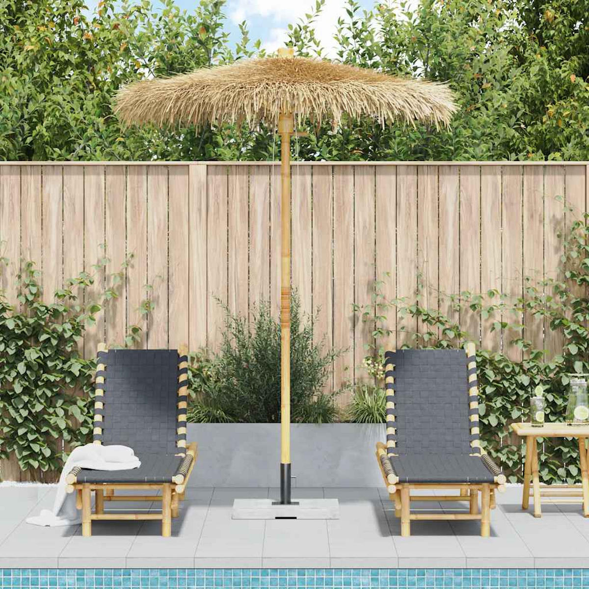 TIKI-SCHIRM Mit Bananenblatt-Dach 180 Cm Bambus - Braun, Naturmaterialen (180/180cm) - vidaXL