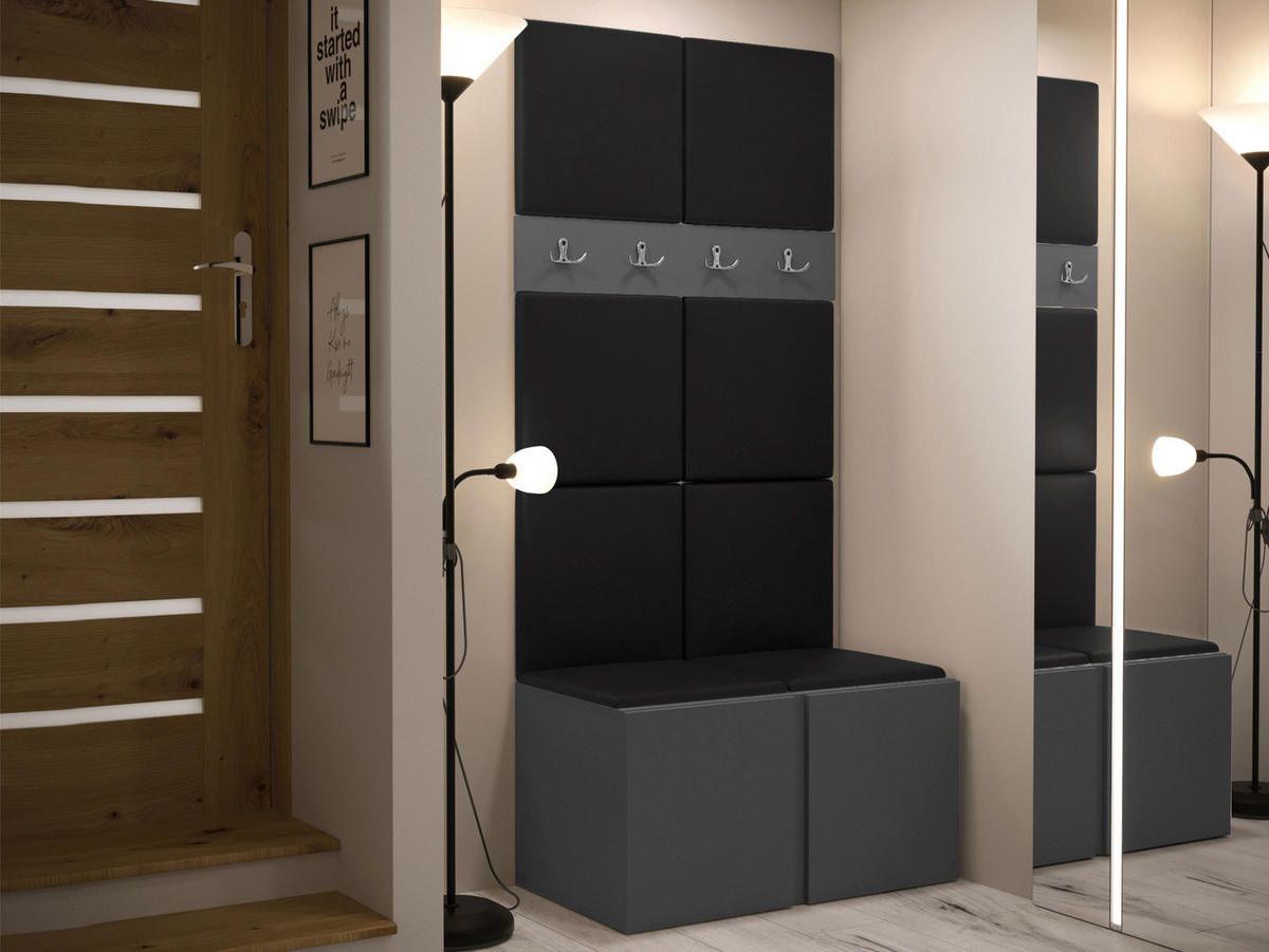 GARDEROBEN-SET Orion IV - Graphitfarben/Schwarz, Holzwerkstoff/Kunststoff (84/186/46cm) - MIRJAN24