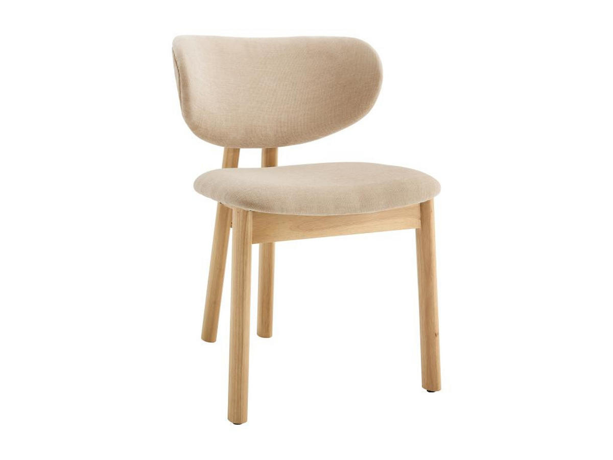 2ER-SET Stühle - Stoff & Gummiholz - Beige - FALDRA - Beige, Textil (61.5/76/50cm) - Vente-Unique