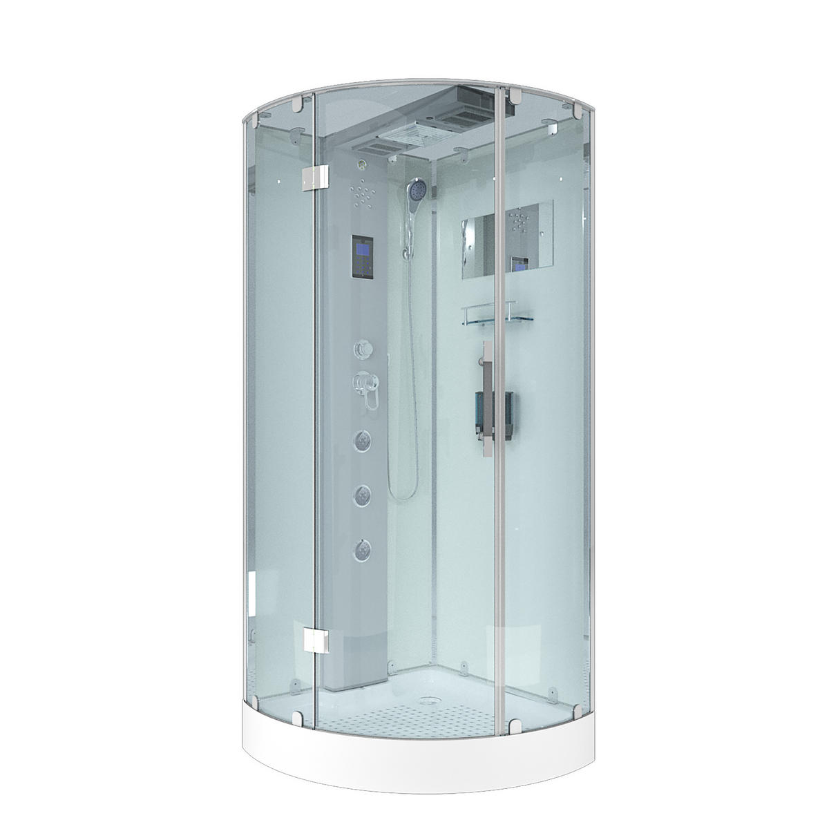 DUSCHKABINE Dusche D37-10L0 Weiß 90x90 - Weiß, Glas/Kunststoff (90/90/218cm) - AcquaVapore by Sandra Jentho
