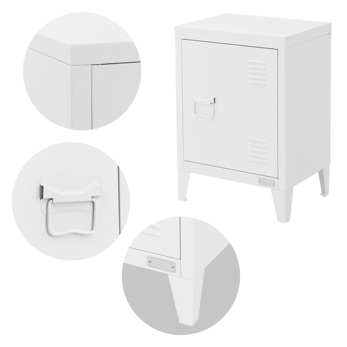 NACHTTISCH Weiß 40x30x58 cm aus Stahl - Weiß, Metall (40/58/30cm) - ML-DESIGN