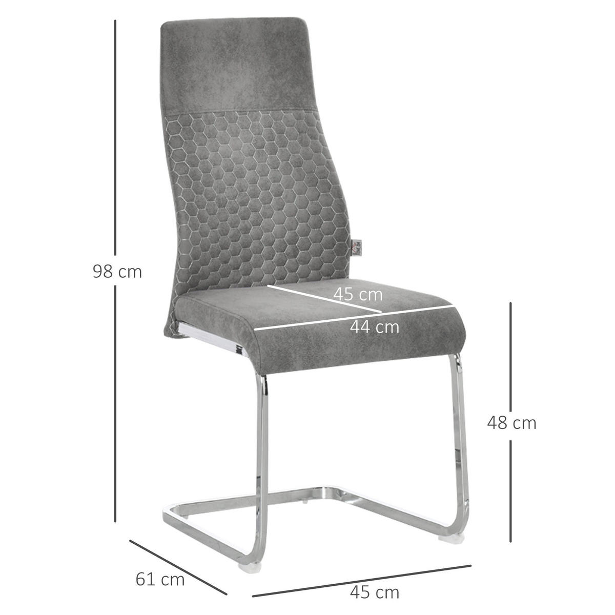 ESSZIMMERSTÜHLE, Mikrofaser-Tuch, Grau - Grau, Textil (61/98/45cm) - HOMCOM