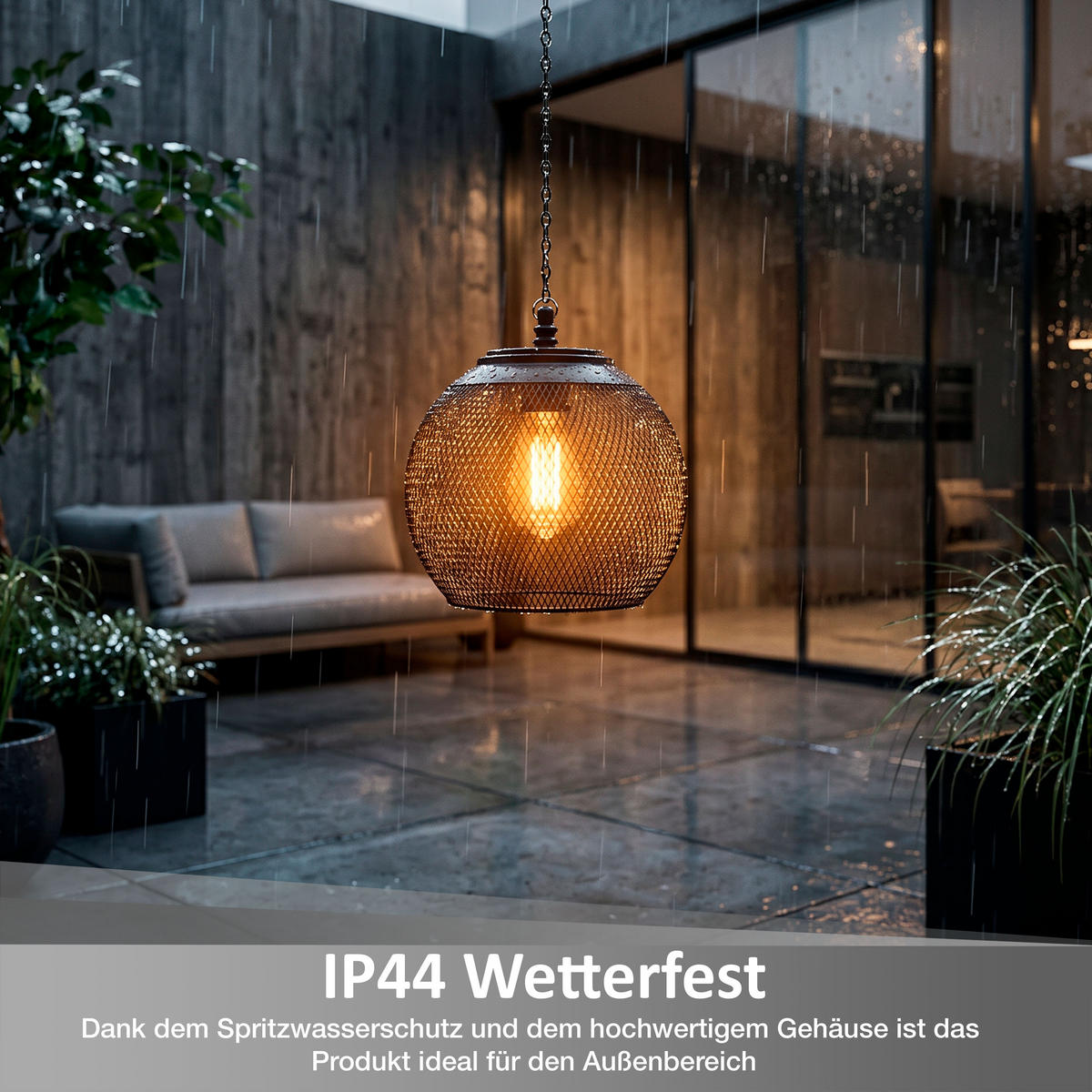SOLAR-HÄNGELEUCHTE Netzoptik schwarz Ø18x54cm Metall Outdoor-Leuchte - Schwarz, Metall (18/18/54cm) - Northpoint