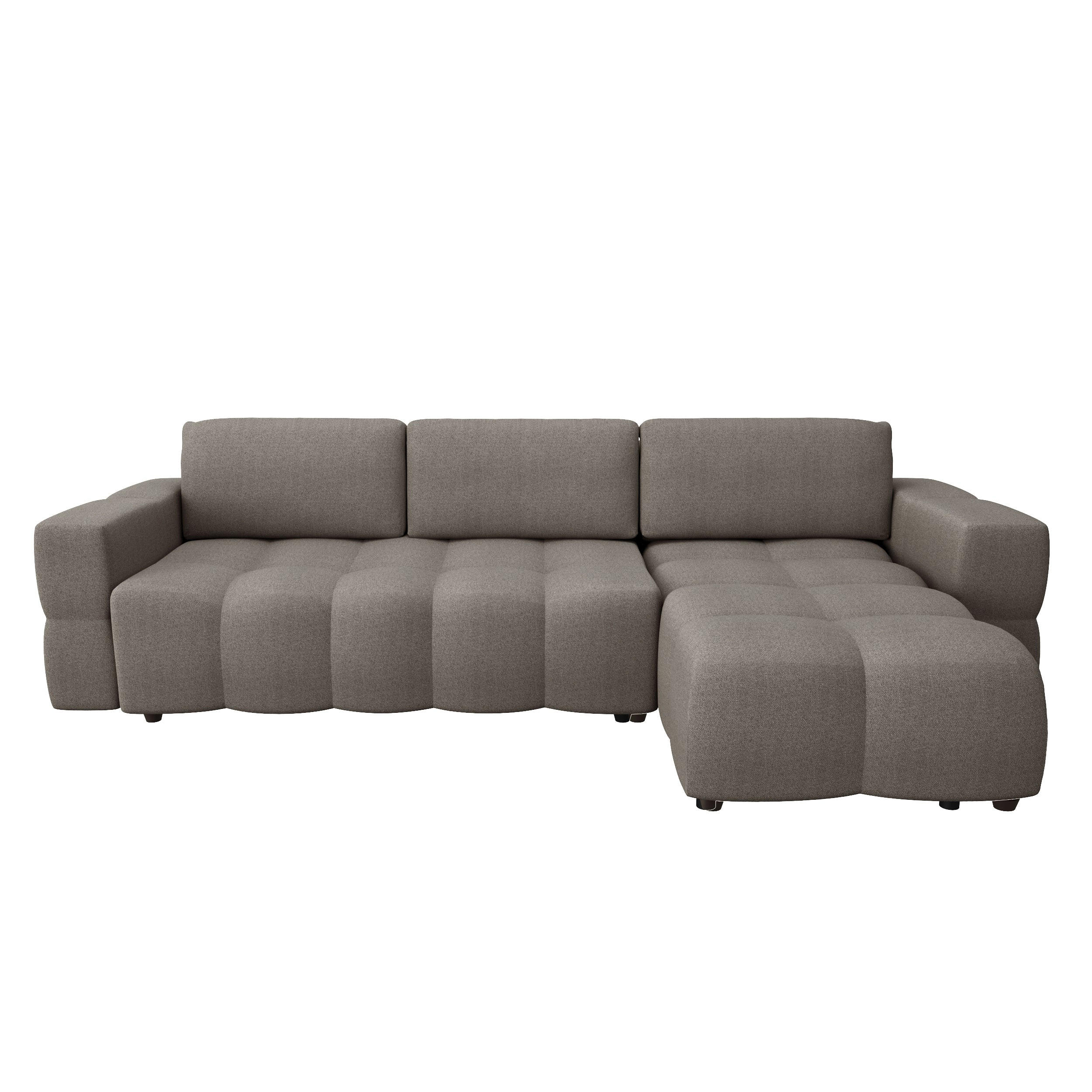 ECKSOFA RECHTS Rastergewebe Taupe 286cm - Taupe, Textil (286/169cm) - Sia Home