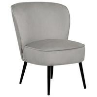 SESSEL Samtstoff hellgrau/schwarz Voss - Schwarz/Grau, Textil (60/76/52cm) - Beliani