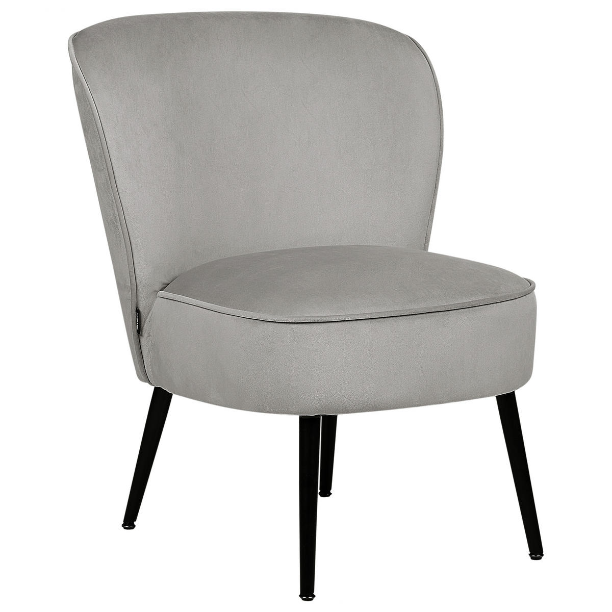 SESSEL Samtstoff hellgrau/schwarz Voss - Schwarz/Grau, Textil (60/76/52cm) - Beliani