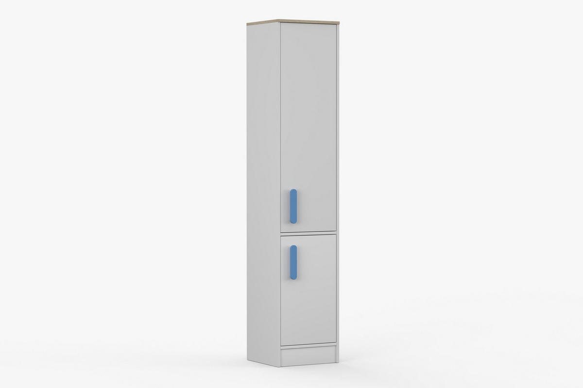 REGAL MIKI 01 Korpus Weiß | Griffe Blau - Blau/Weiß, Holz/Holzwerkstoff (40/197/38cm) - Deine Möbel 24