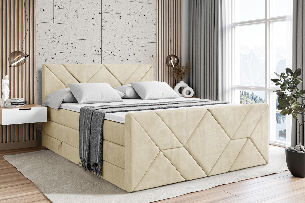 BOXSPRINGBETT BARWA-Z KING - 120x200 - H3/H4 - Beige - Beige, Holzwerkstoff (120/200cm) - ALTDECOR