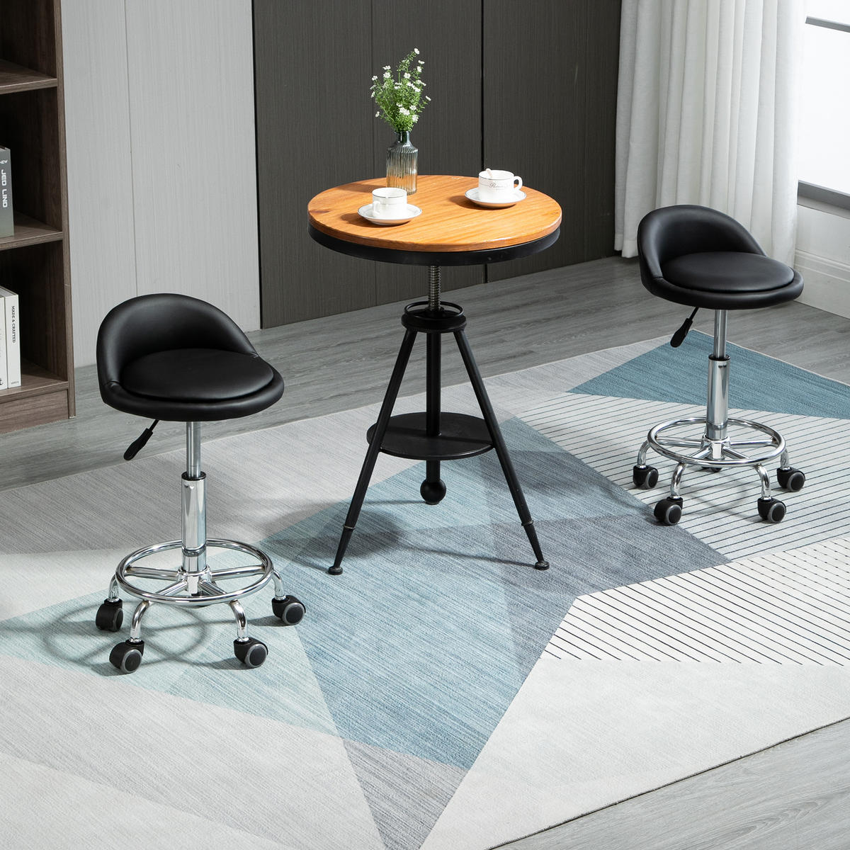 BÜROHOCKER DE-18016 2er-Set, höhenverstellbar Schwarz - Schwarz, Metall (38/72/38cm) - ComfortXL