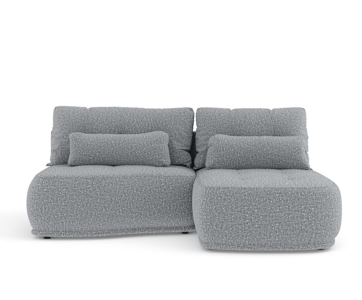 ECKSOFA MIT SCHLAFFUNKTION Batu Grau Plüschstoff - Schwarz/Grau, Holz/Holzwerkstoff (223/158cm) - Maison de Reve