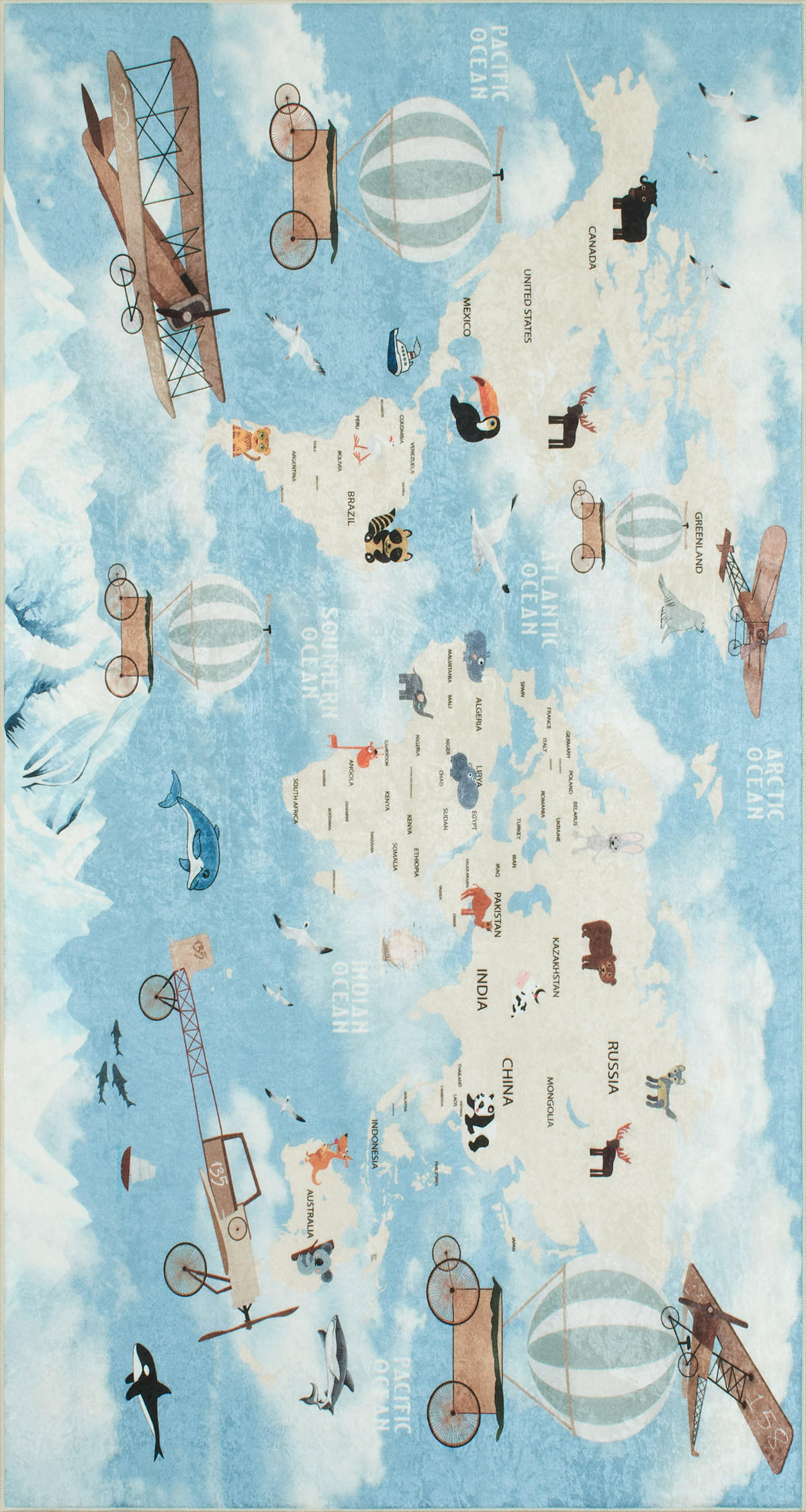 KINDERTEPPICH mit Weltkartenmotiv Happy 80x150 cm - Blau, Textil (80/150cm) - Nazar Rugs