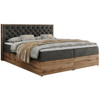 BOXBETT ALBERO 3 - 160/200 Dunkelgrau Velvet - H3 - Dunkelgrau, Holz/Textil (160/200cm) - MKS