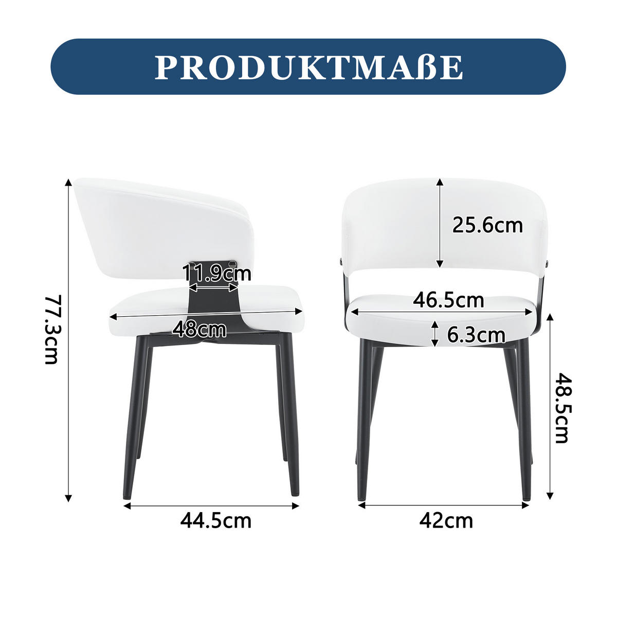 ARMLEHNSTUHL-SET DE-36713 2 Stück im Mid-Century-Modern-Stil Weiß - Weiß, Metall (48/77.3/46.5cm) - ComfortXL