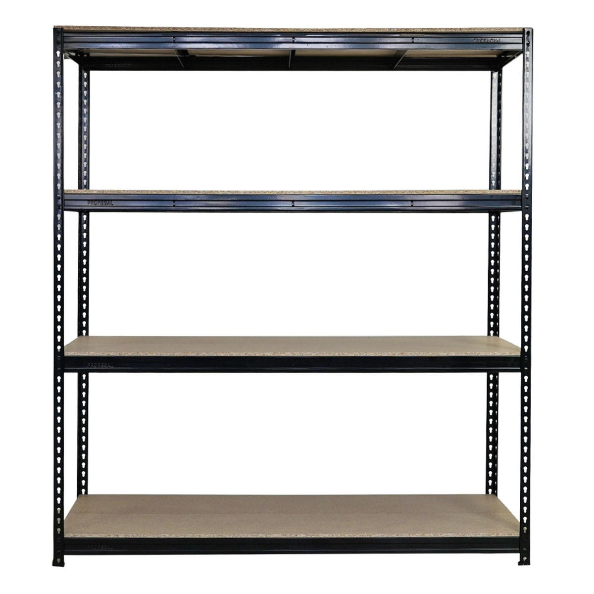 SCHWERLASTREGAL Bison 200x180x60 cm 4 Spanplatten-Ebenen 16mm Fachlast 600 kg Schwarz - Schwarz, Metall (180/200/60cm) - PROREGAL