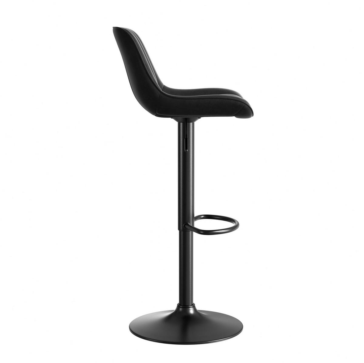 BARHOCKER höhenverstellbar 87-109 cm Samt Schwarz 4er-Set - Schwarz, Metall (46/87/47cm) - Meubliv