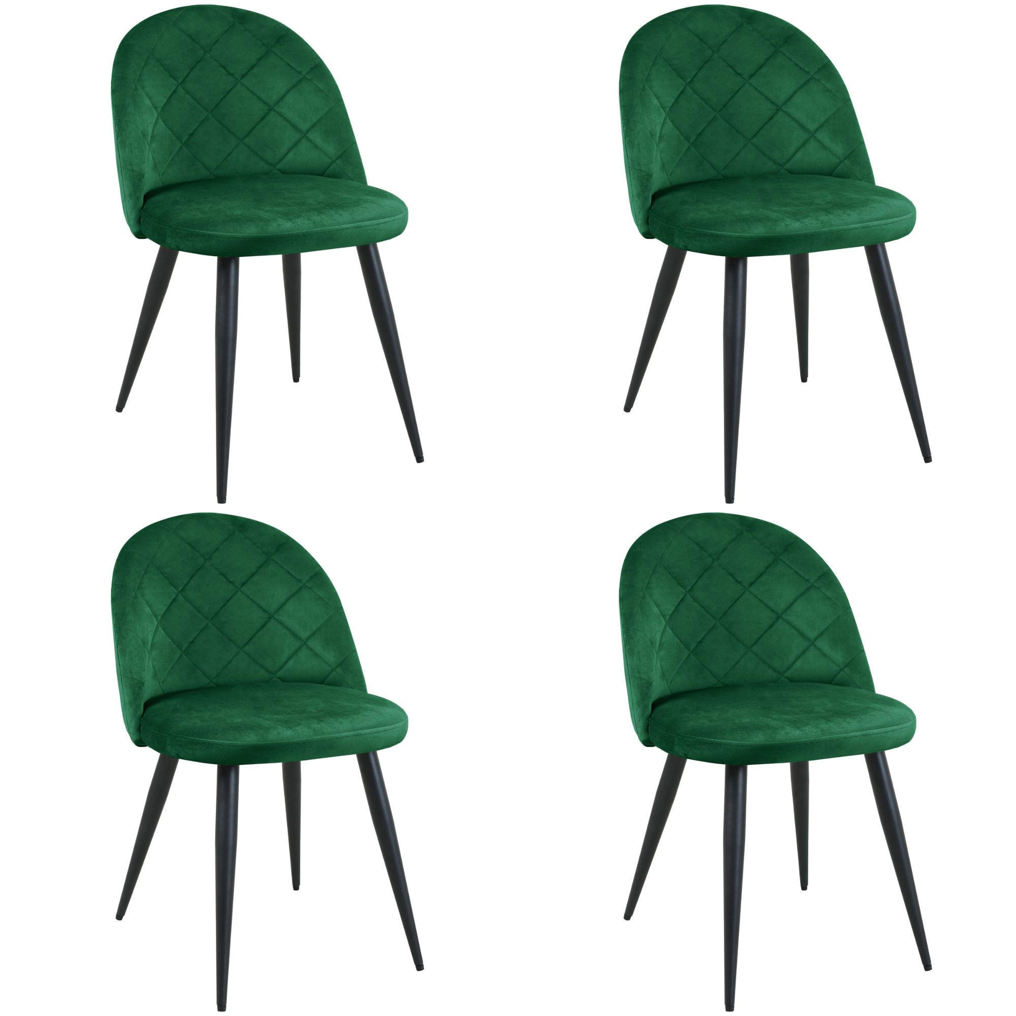 STUHL 4er-Set Flaschengrün - Dunkelgrün/Schwarz, Textil/Metall (50/77/43cm) - Akord