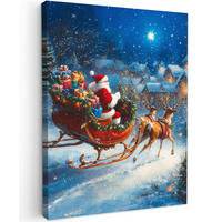 LEINWANDBILD Weihnachtsmann - Rentier - Weihnachten - Schnee 30x40 cm - Cognac, Textil (30/40cm) - MuchoWow
