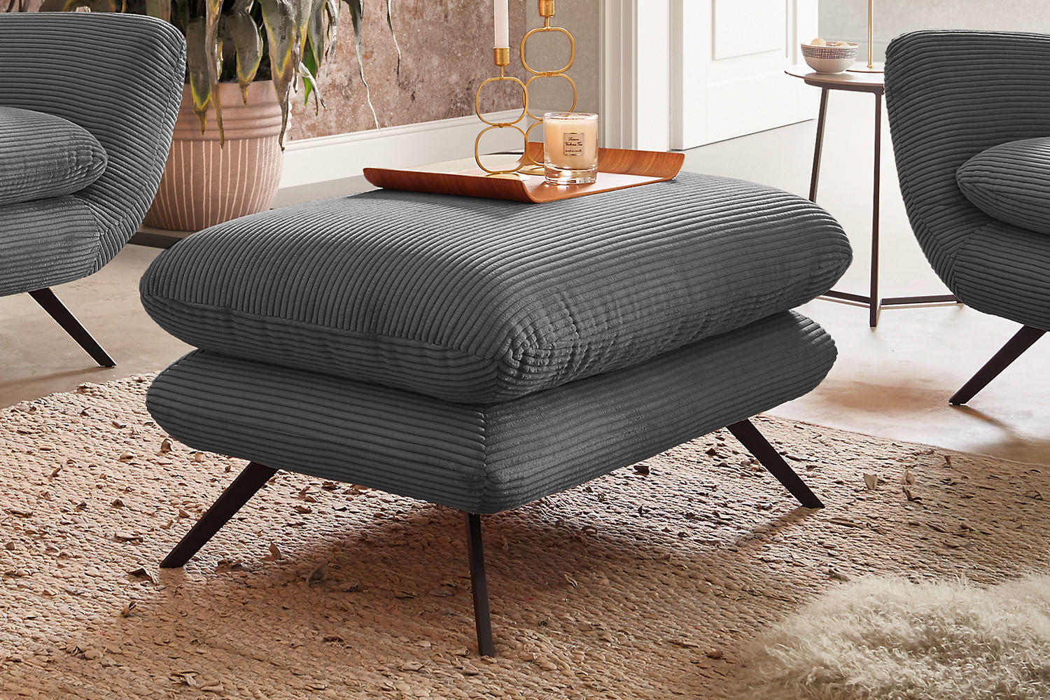 Thumbnail - Kawola Sitzgruppe, Grau, Textil, 225x94x95 cm, Wohnzimmer, Sofas & Couches, Sitzgarnituren