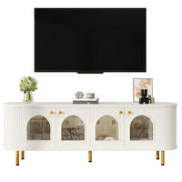 LOWBOARD 170/35/55 cm Weiß/Gold aus MDF mit 4 Glastüren - Weiß, Holzwerkstoff (35/55/170cm) - OKMYHOME