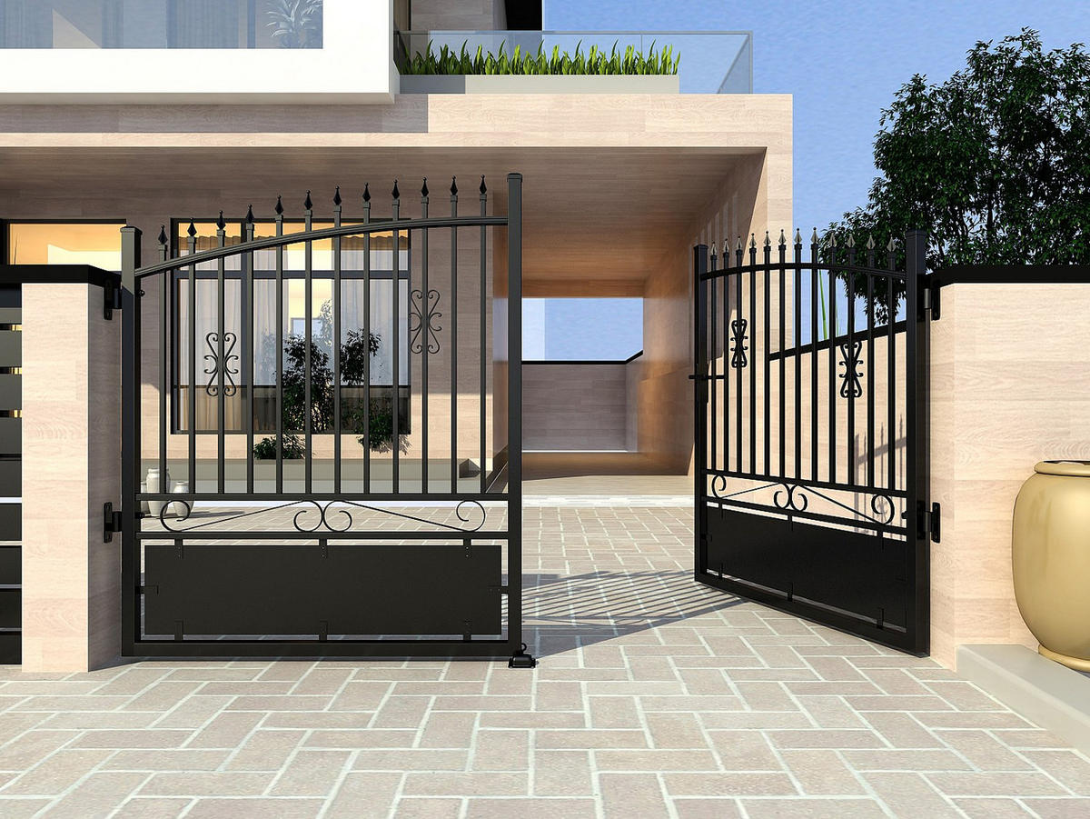 FLÜGELTOR - 301cm x 5cm - Aluminium - schwarz - NERBIS - Schwarz, Metall (301/160cm) - Vente-Unique