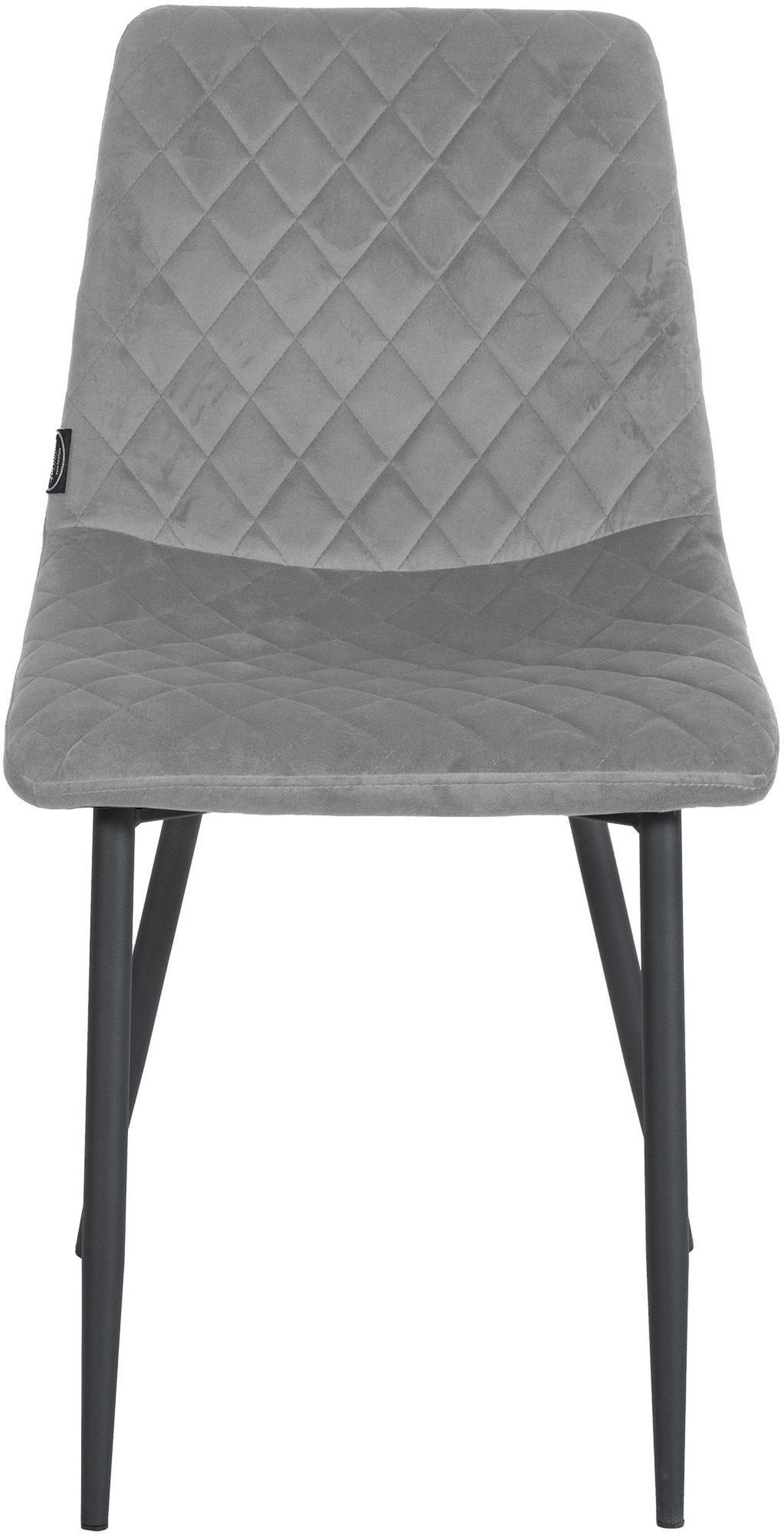 STUHL Samt grau - Schwarz/Grau, Textil/Metall (45/83/57cm) - CLP