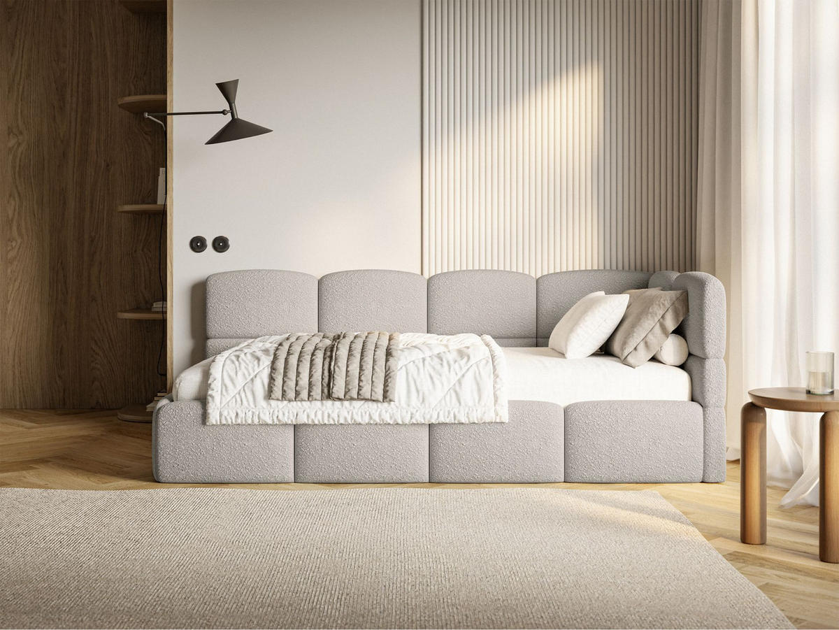 JUGENDBETT Cloudy rechts Bouclé Greige - Taupe, Kunststoff/Textil (90/200cm) - Selsey