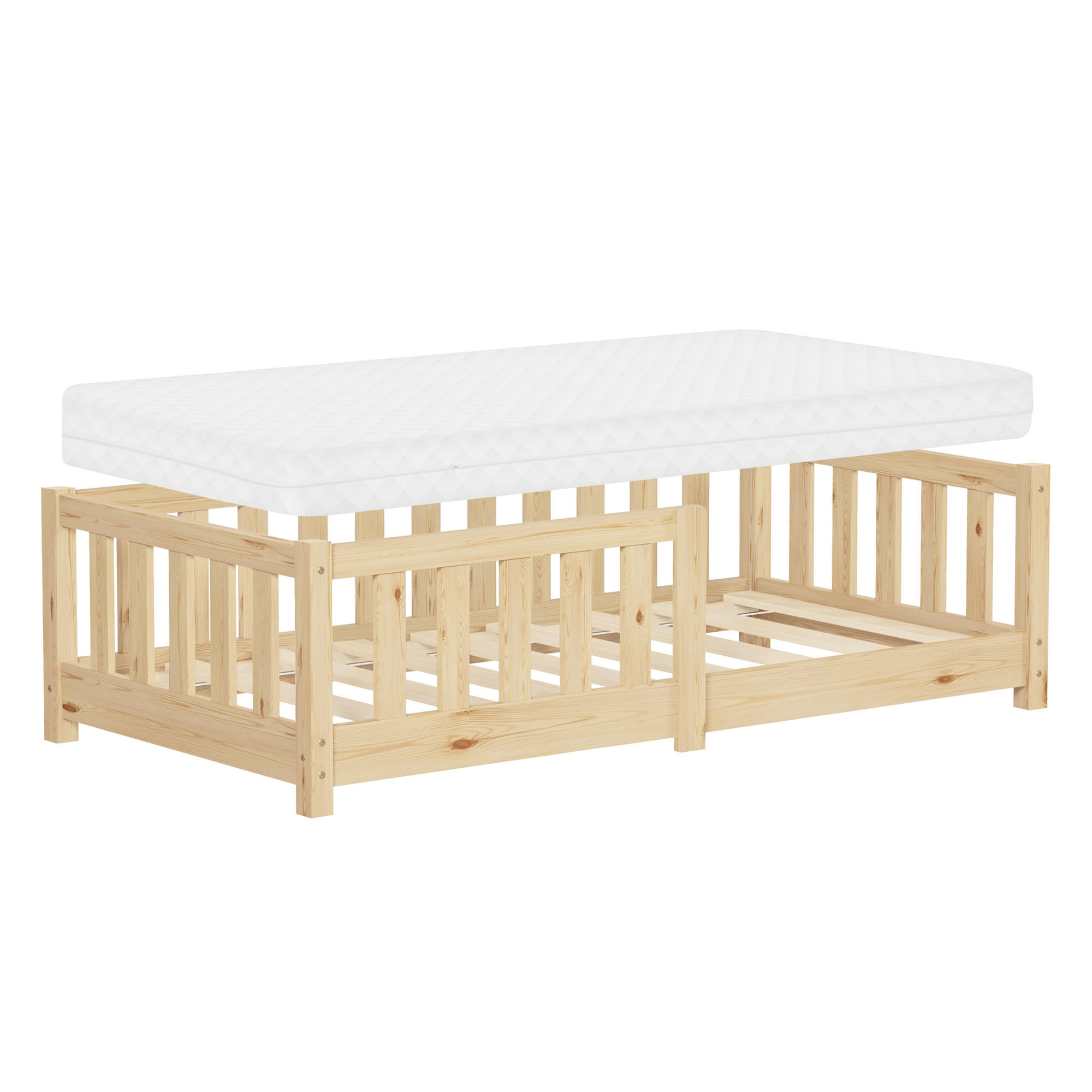 KINDERBETT 70x140 cm Natur mit Matratze - Naturfarben, Kunststoff (70/140cm) - ML-DESIGN