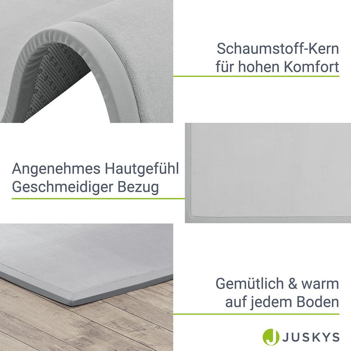 SPIELMATTE Maila grau 180 x 120 cm - Grau, Textil (120/2/180cm) - Juskys