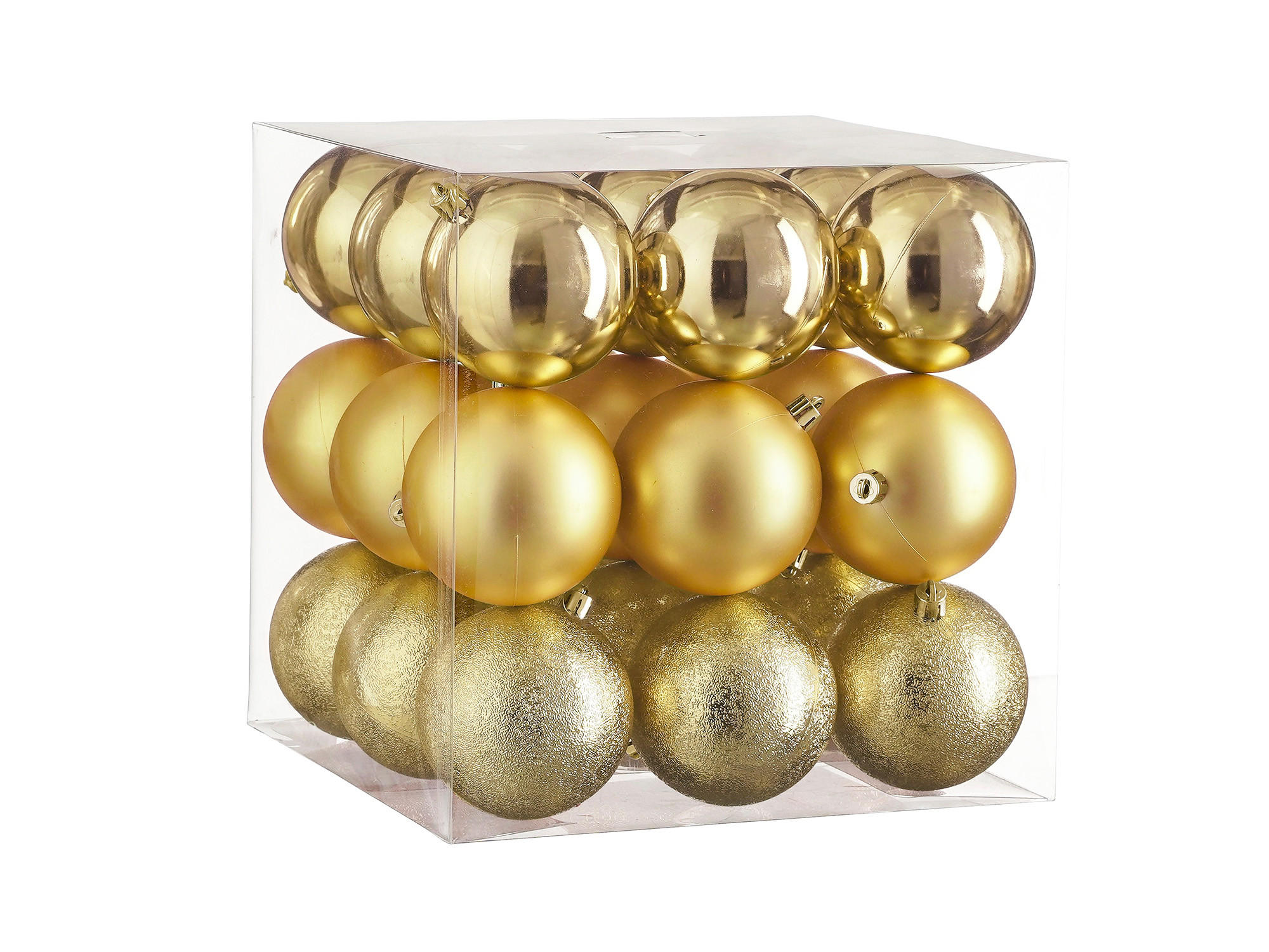 LAALU CHRISTBAUMKUGEL-SET 27 Stück Ornamenten: rund gold mix 8 cm - Goldfarben, Kunststoff (35/35/35cm) - LAALU
