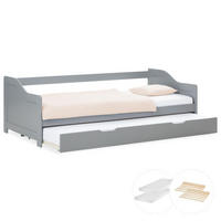 AUSZIEHBETT mit Matratze 90/200 cm Grau - Grau, Holz (90/200cm) - Homestyle4u