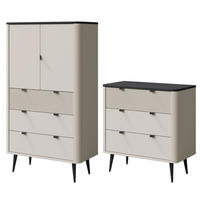 WOHNZIMMER-SET Marly 2-tlg Kaschmir / Graustein - Kaschmir/Beige, Holz/Holzwerkstoff (180/163/40cm) - Feldmann-Wohnen