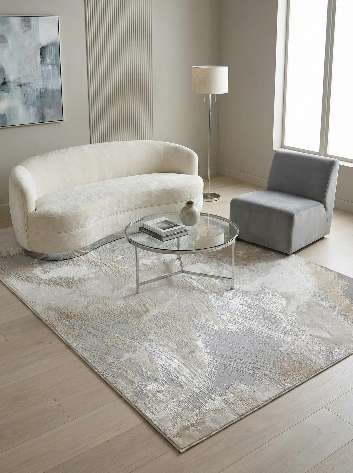 TEPPICH Hochglanz Marmoroptik Abstrakt Muster COMO-Nesso, Gold 200x290 cm - Beige, Textil (200/290cm) - KADIMA DESIGN
