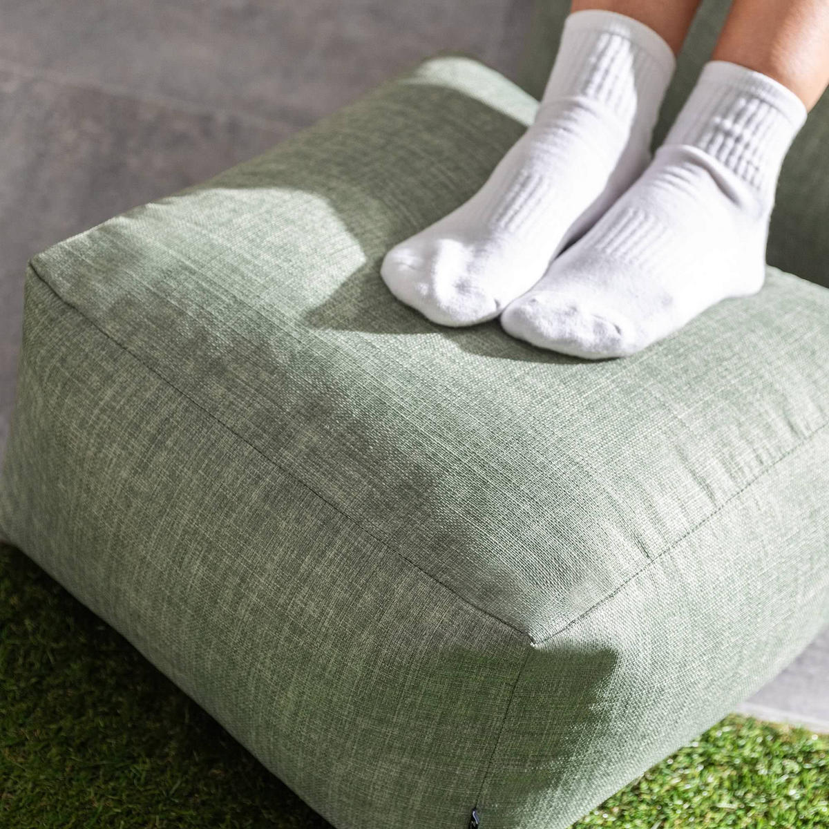 POUF Outdoor Amara - Salbeigrün, Textil (40/24/40cm) - icon