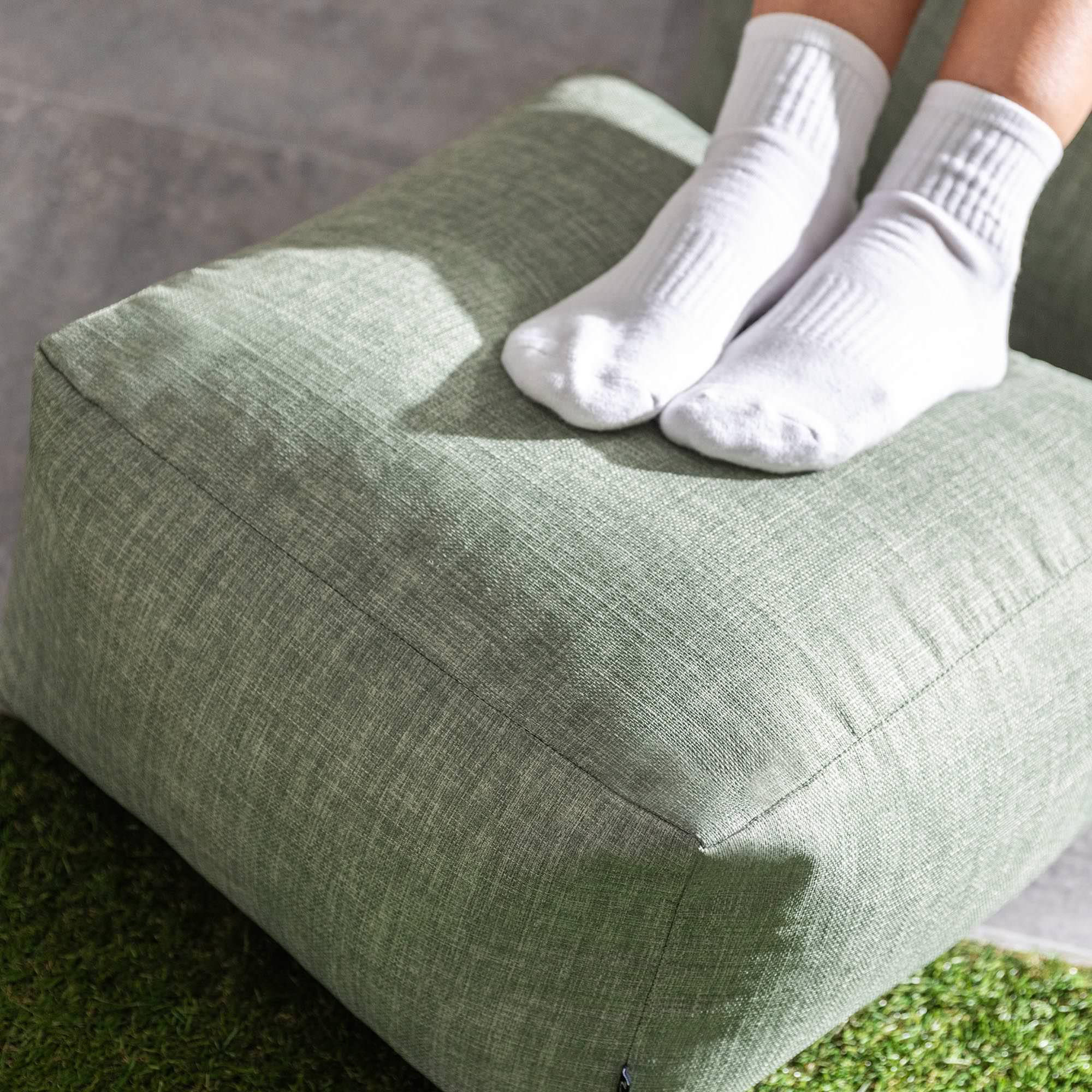 Thumbnail - icon Pouf, Salbeigrün, Textil, Füllung: EPS Mikroperlen, 40x24x40 cm, Hergestellt in Deutschland, Oeko-Tex® Standard 100...