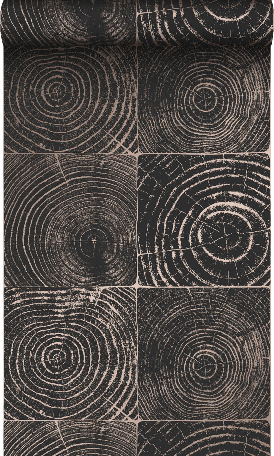TAPETE Querschnitte von Baumstämmen 53 cm x 10.05 m - Schwarz, Papier (53/1000cm) - Origin Wallcoverings