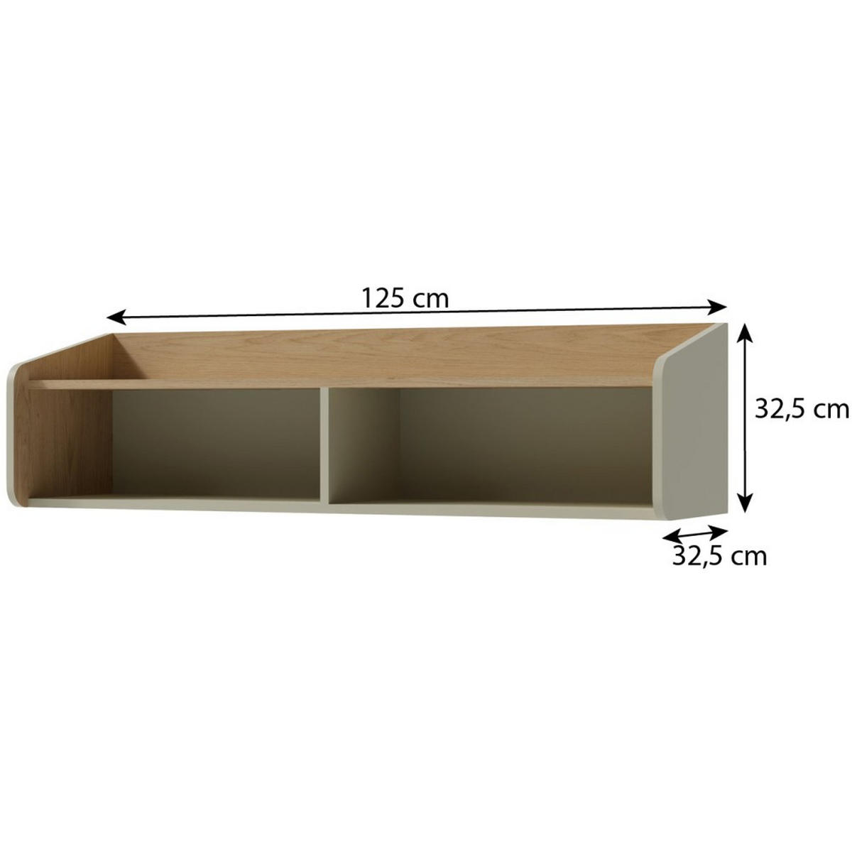WANDREGAL Alex mit 3 Einlegeböden, Eukalyptus - Eukalyptusholzfarben, Holzwerkstoff (125/32/32cm) - Beautysofa