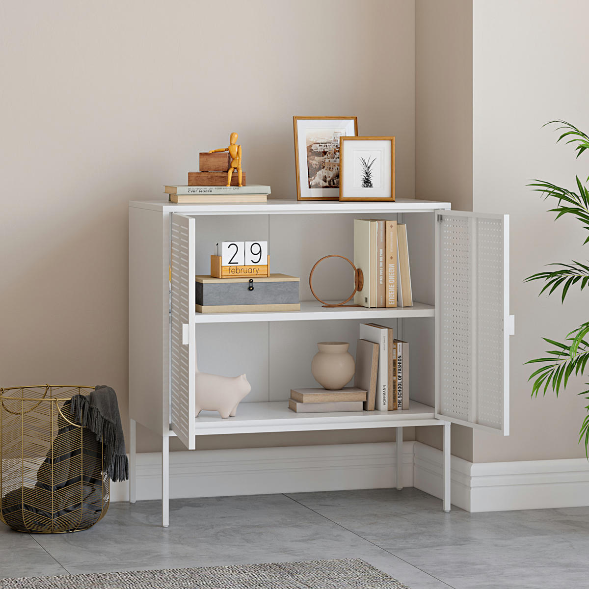 SIDEBOARD Castelli - Weiß, Metall (80/82.5/40cm) - [en.casa]