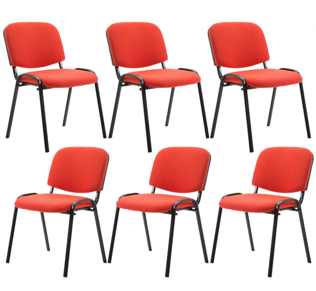 BESUCHERSTUHL 6er Set Stoff rot - Rot/Schwarz, Textil/Metall (53/83/53cm) - CLP