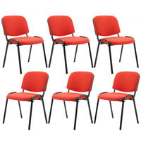 BESUCHERSTUHL 6er Set Stoff rot - Rot/Schwarz, Textil/Metall (53/83/53cm) - CLP